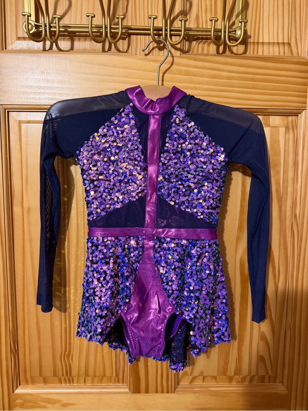 Revolution Dancewear Girls' Plum/Navy Blue Sequin Dance Costume - Long Sleeve